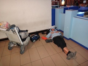 Our bed in KL airport
