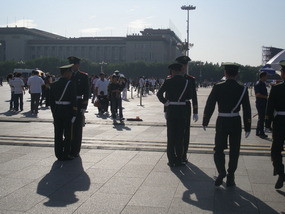 Soldiers changing places