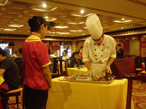 Carving a Peking Duck