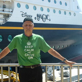 Cory in front of the ship