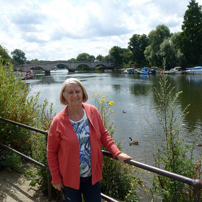 Marla beside the Thames River