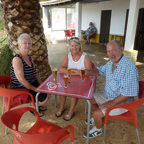 Joan, Marla and Terry enjoying a drink