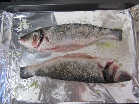 Sea Bass from the local market, ready for the oven