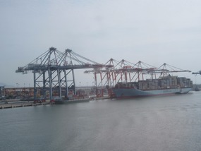 Cranes and container ships in Phu My port