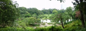Overlooking the main lake in the Rikugien Garden