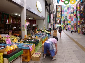 Green grocery store in one of the malls