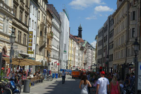 One of the busy shopping streets of Munich