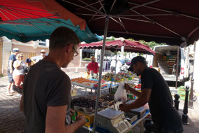 Buying fresh food from the market