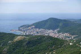 Looking down on the town of Budva