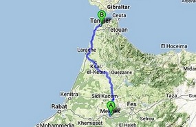 Meknes to Tangier Map