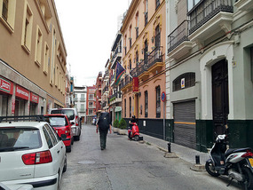 Walked with our backpacks Hotel Abril