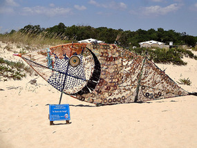 CD's Used as Fish Scales in Beach Art