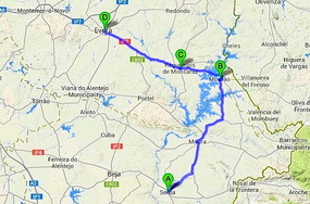 Serpa > Moura > Luz > Mourao > Monsaraz > Evora