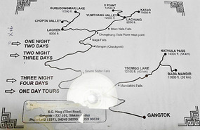 Map of Tour Options in Sikkim