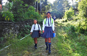 School Uniforms on Girls in Tashiding