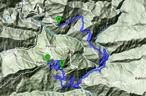 Tasiiding to Geyzing to Pelling 48km by car