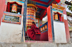 Monk Flying on the Wheel