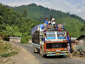 Big truck, narrow road