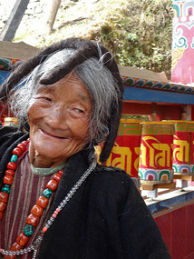 Our favorite Mompa Woman with Yak Wool Skull Cap