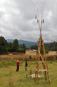 Looking at a grave (biyu) of an Apatani