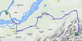 Majuli Island to Mon Route