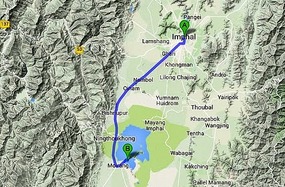 Imphal to Sendra Resort on LokTok Lake - 49km