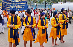 Traditional colors; orange/saffron, dark blue