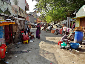 Poor neighborhood in central Chennai