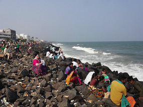Boulders in the beach in Pondy