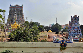 Peeking over the wall to the golden domes