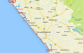 Route From Kovalam to Varkala