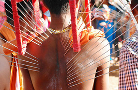 Fan of needles poked in the back