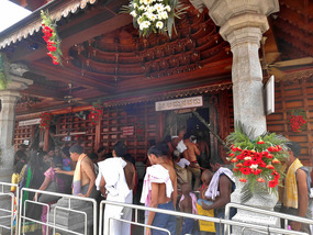 Shirts off before going inside Manjunatha Temple