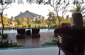 Relaxing on our patio