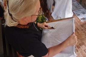 Michelle waxing on with the Chanting tool.