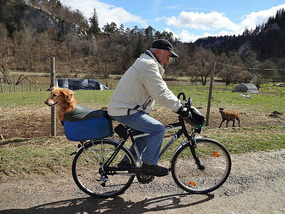 Man's Best Friend Riding Along the Donauradweg