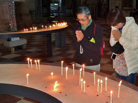 Hiro and Junko lit candles for Hiro's Mother 