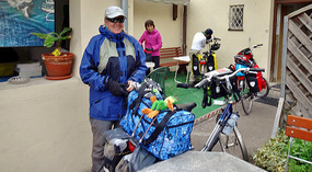 Packing up for day's ride