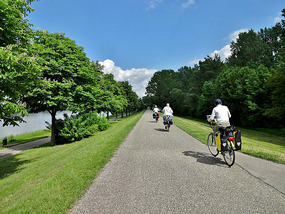 Riding into Tulln Under Blue Skies