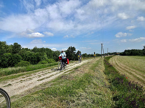 The un-paved cycle route began in Komarno