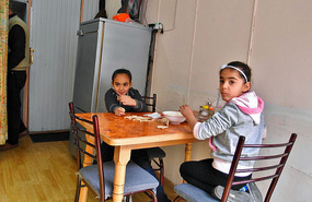 Daughters at our new favorite Lebanese Restaraunt