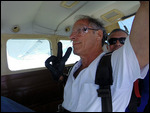 Sitting on the floor of the plane