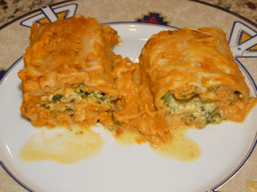 Pumpkin-Spinach Lasagna Rollups