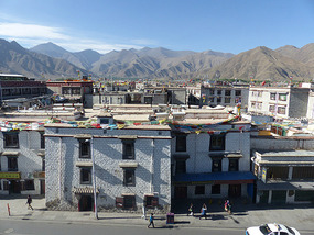 View of Barkhor from roof of Yak Hotel