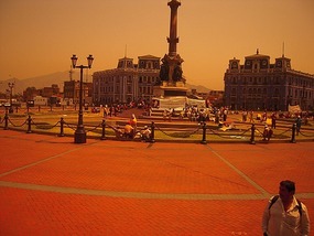 Political rally in a plaza