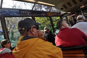 View from inside the cable car