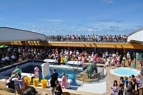 Full view of the deck for the ceremony