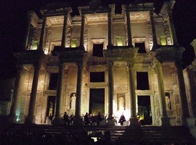 Library of Celsus at night
