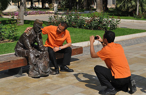 Stewards taking pictures of each other
