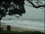 Sturm und Regen am Strand